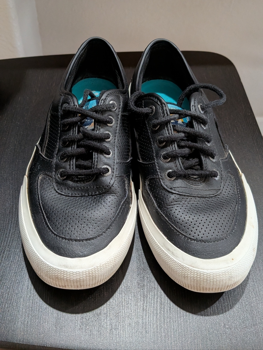 Sperry Topsiders, Size 8, Black Leather Lace-Up Sneakers